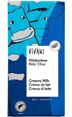 Шоколад VIVANI Organic молочный для детей с молочной начинкой 100г 
