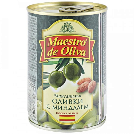 Оливки MAESTRO DE OLIVA с миндалем 300г 