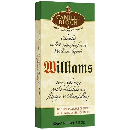 Шоколад CAMILLE BLOCH Williams Молочный с грушевой водкой 100г 