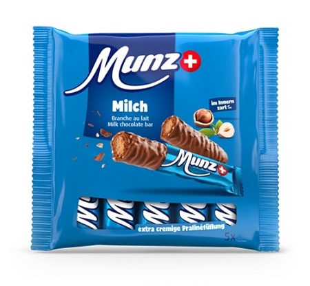 Батончик MUNZ из молочного шоколада с начинкой пралине (23гх5шт.) 115г 