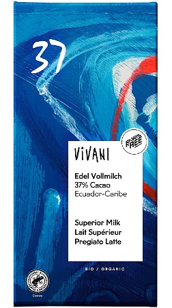 Шоколад VIVANI Organic молочный 37% какао из Эквадора/Кариб 100г 