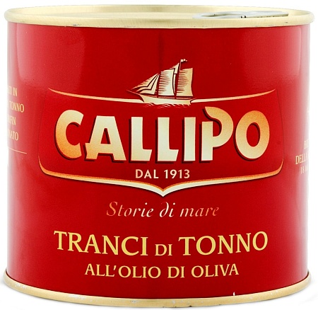 Тунец CALLIPO желтоперый филе ломтики в оливковом масле 620г 
