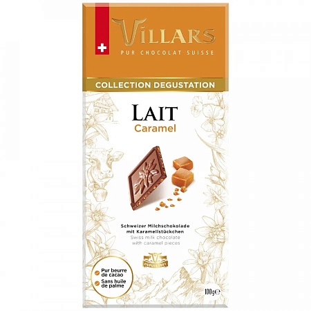 Шоколад VILLARS Швейцарский молочный с кусочками карамели 100г 