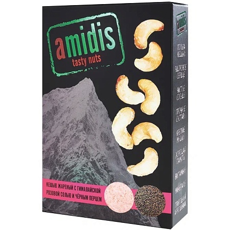 Кешью AMIDIS жареный с гималайской розовой солью и черным перцем 80г 
