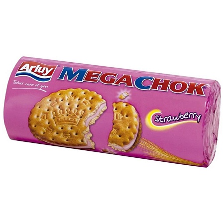Печенье-сэндвич ARLUY MEGACHOK с начинкой со вкусом клубники 180г 