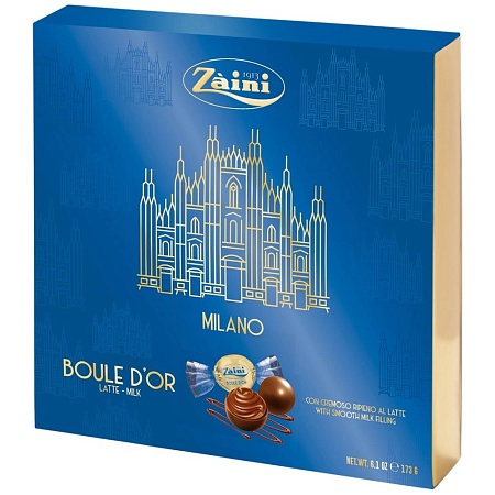 Конфеты ZAINI пралине MILANO BOULE D’OR с нежной начинкой из какао и молока 173г 