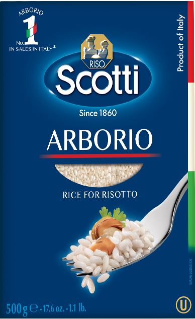 Рис RISO SCOTTI Arborio / Арборио для ризотто шлифованный длиннозерный 500г