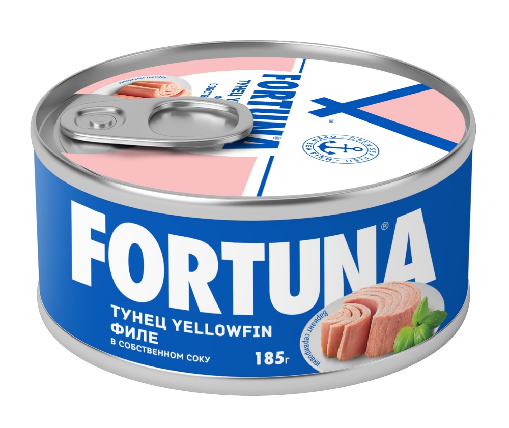 Тунец FORTUNA YELLOWFIN филе в собственном соку 185г