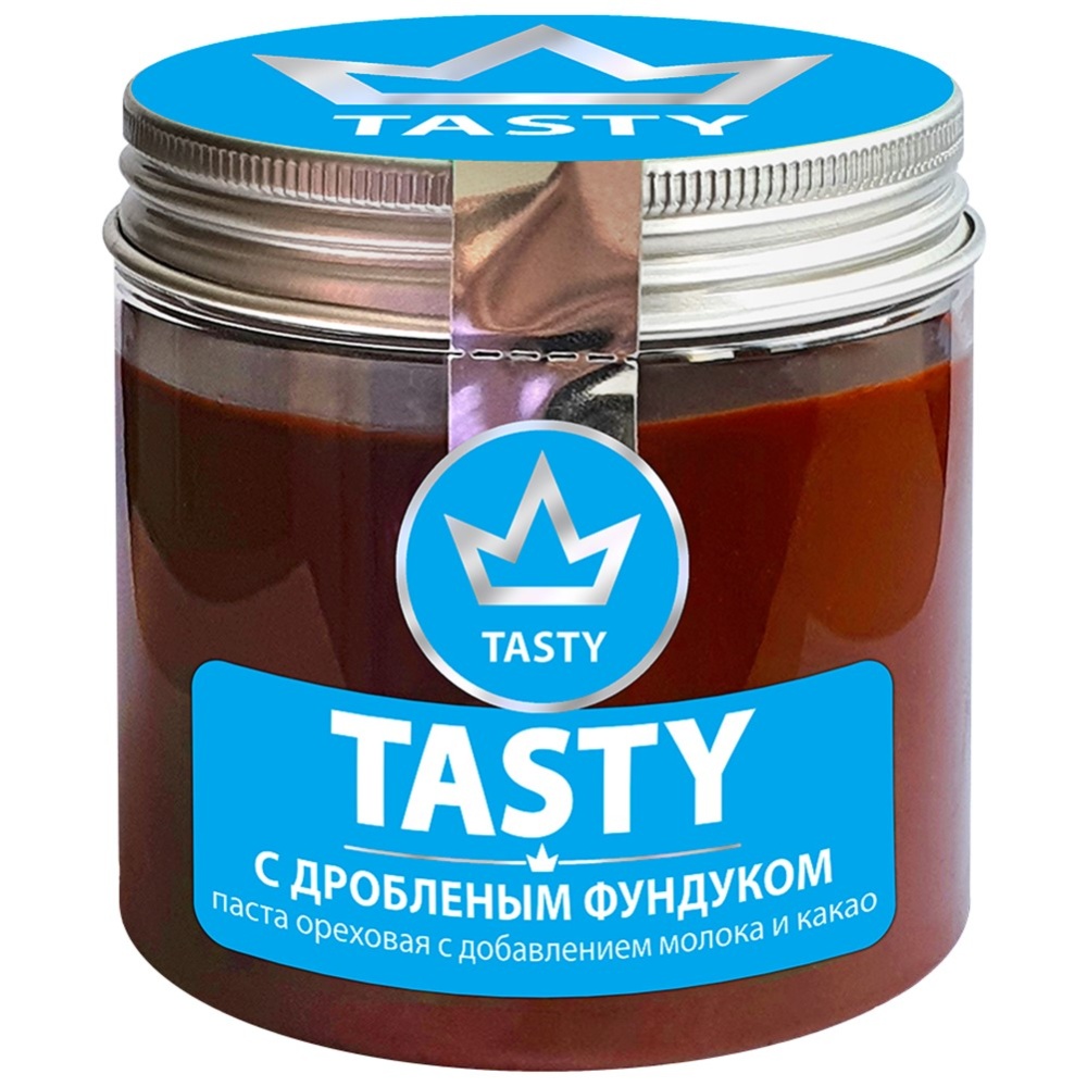 Паста TASTY ореховая с добавлением молока, какао и с дробленым фундуком 200г