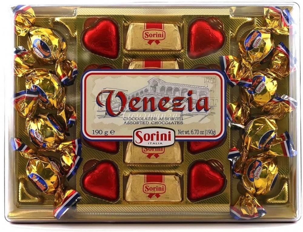 Конфеты SORINI Venezia Ассорти шоколадных пралине 190г