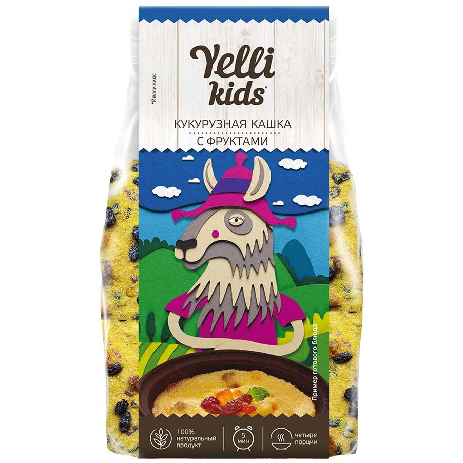 Купить Кашка YELLI Kids кукурузная с фруктами 120г с доставкой на дом по  цене 98 ₽ в интернет-магазине