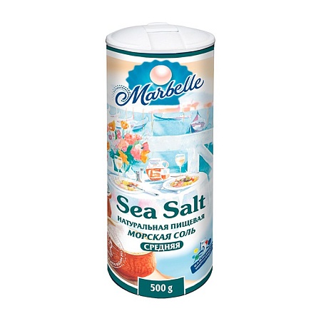 Соль MARBELLE морская пищевая средняя (помол№1) туба 500г 