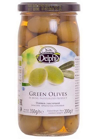 Оливки DELPHI с косточкой в рассоле 350г 