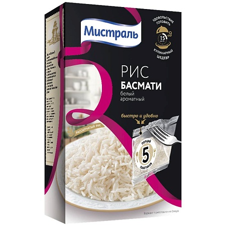 Рис МИСТРАЛЬ Басмати (5х80г) в пакетиках 400г 