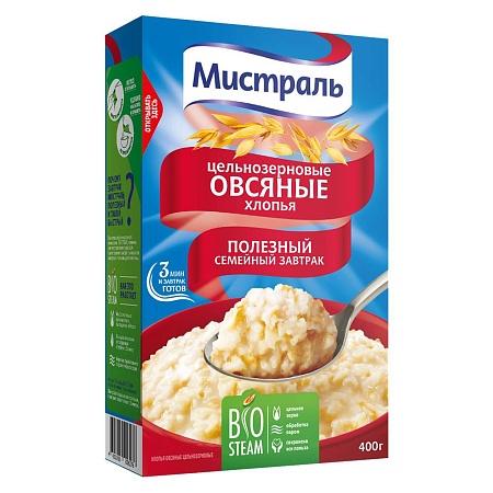 Хлопья МИСТРАЛЬ Овсяные 400г 