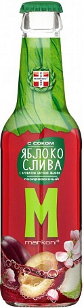 Напиток MARKONI Яблоко-Слива с ароматом цветков яблони газированный 250мл 