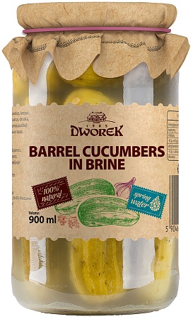 Огурцы DWOREK соленые бочковые 900мл 