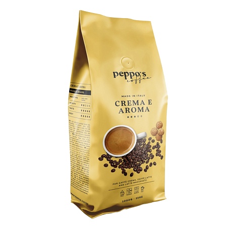 Кофе PEPPO'S Crema e Aroma натуральный жареный в зернах 1кг 
