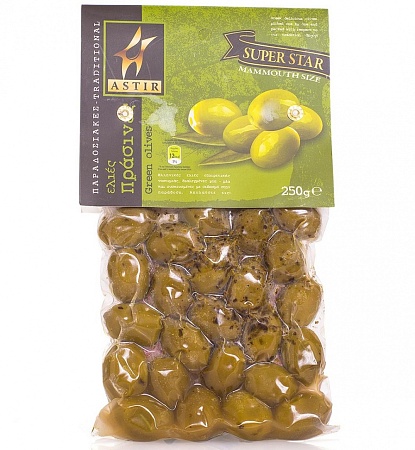 Оливки ASTIR зеленые с косточкой 250г 
