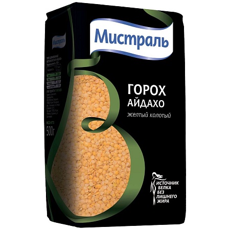 Горох МИСТРАЛЬ шлифованный колотый Желтый Айдахо 500г 