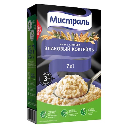 Хлопья МИСТРАЛЬ Смесь 7в1 Злаковый коктель 400г 