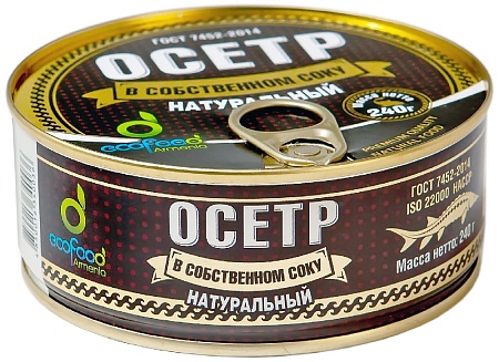 Осетр ECOFOOD в собственном соку натуральный 240г 