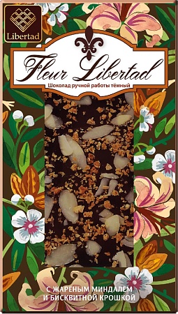 Шоколад LIBERTAD Fleur темный с натуральным миндалем и бисквитной крошкой 80г 