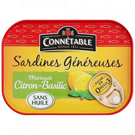 Сардины CONNETABLE GENEREUSE в маринаде с лимоном и базиликом 140г 