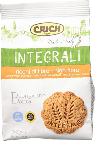 Печенье CRICH Integrali песочное цельнозерновое 300г 