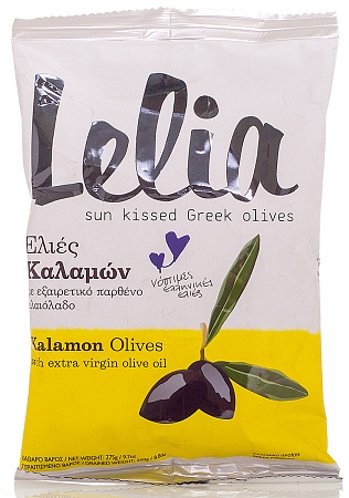 Оливки LELIA с косточкой Каламата в оливковом масле 275г 