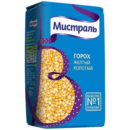 Горох МИСТРАЛЬ колотый желтый 900г 