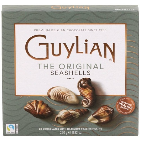 Конфеты GUYLIAN THE ORIGINAL Seashells Морские ракушки с начинкой пралине 250г 