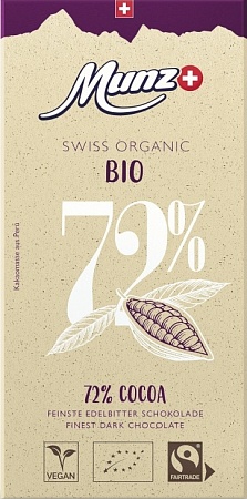 Шоколад MUNZ Organic Горький 72% какао 100г 