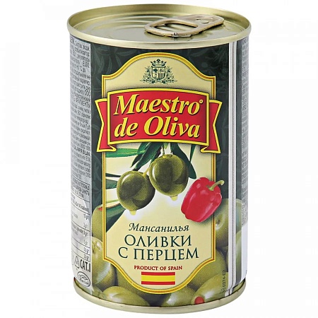Оливки MAESTRO DE OLIVA с красным перцем 300г 