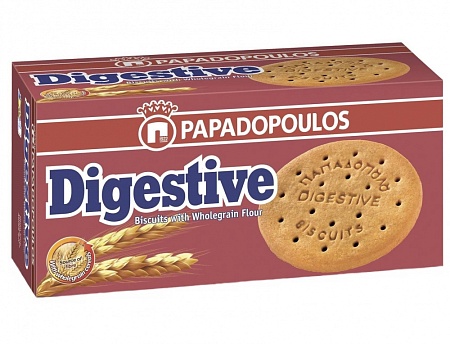 Печенье PAPADOPOULOS Digestive c цельнозерновой мукой 250г 