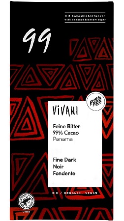 Шоколад VIVANI Organic горький экстра 99% какао с кокосовым сахаром 80г 