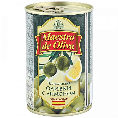 Оливки MAESTRO DE OLIVA с лимоном 300г 