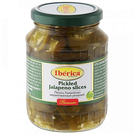 Перец IBERICA Халапеньо маринованный резаный 370г 