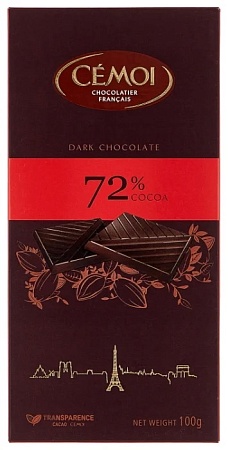 Шоколад CEMOI Горький 72% какао 100г 
