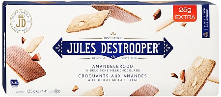 Печенье JULES DESTROOPER Amandelbrood & Belgische Melkchocolade миндальное с шоколадом 125г 