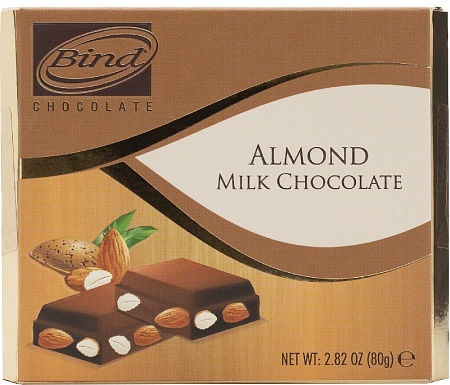 Шоколад BIND Молочный с миндалем 80г 