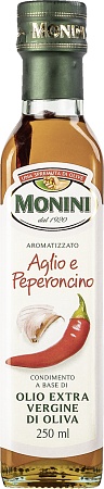Масло MONINI оливковое Extra Virgin с чесноком и перцем 250мл 