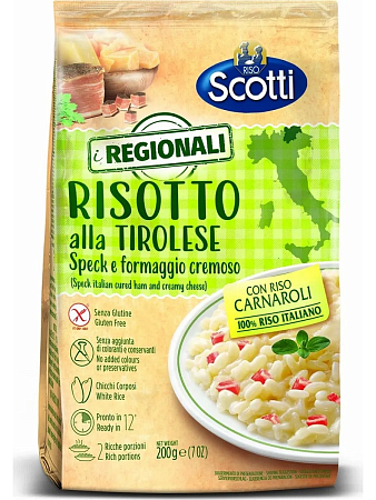 Ризотто RISO SCOTTI Alla Tirolese с вяленой ветчиной и сливочным сыром 200г 