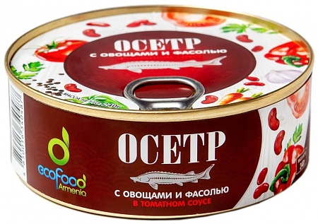 Осетр ECOFOOD с овощами и фасолью в томатном соусе 240г 