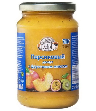 Десерт DELPHI персиковый с фруктовым миксом 360г 