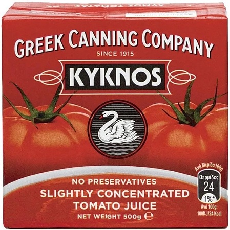 Сок KYKNOS томатный слабо консервированный 7% (пассата) 500г 