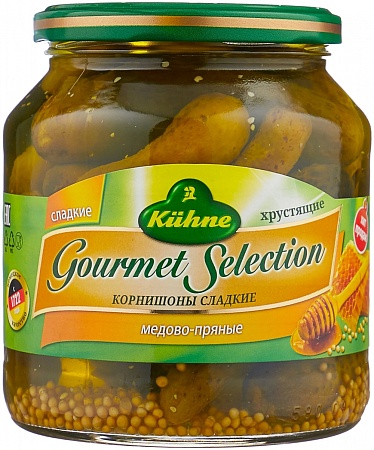 Корнишоны KUHNE сладкие медово-пряные 530г 