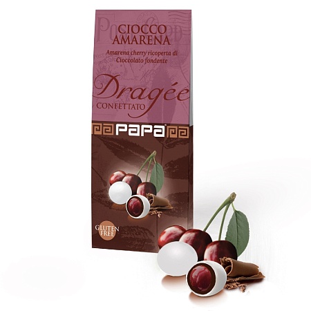 Драже PAPA Confetti CIOCCO AMARENA Вишня в горьком шоколаде в сахарной глазури 100г 