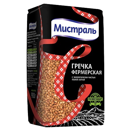 Гречка МИСТРАЛЬ Ядрица Фермерская 900г 