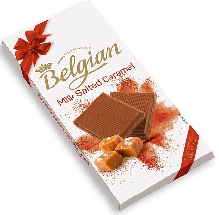Шоколад The Belgian Молочный с кусочками солёной карамели 100г 